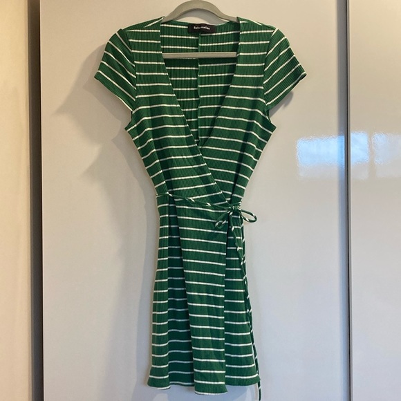 Reformation Striped Wrap Dress - Picture 1 of 7